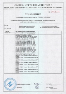 Сертификат соответствия комплектущ, вспомогат., доборные - 26.04.2019-25.04.2022